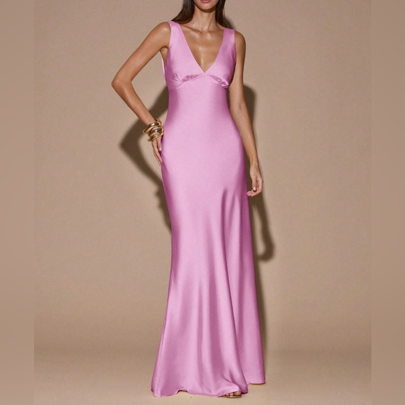 Sexy Minimalist Deep V-Neck Sleeveless Backless Tie Dress Red - Picture 5 of 8